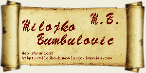 Milojko Bumbulović vizit kartica